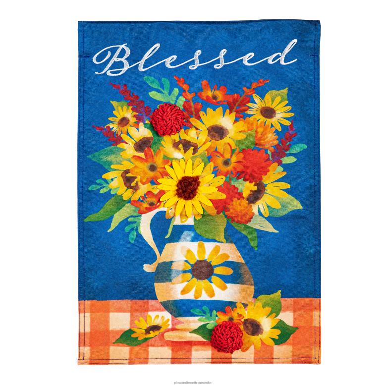 Plow & Hearth Blessed Floral Arrangement Linen Garden Flag P22BD605 Yard & Garden