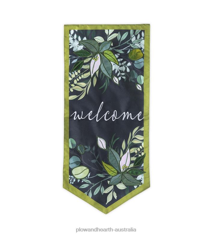 Plow & Hearth Botanical Welcome Pennant Flag P22BD3008 Yard & Garden