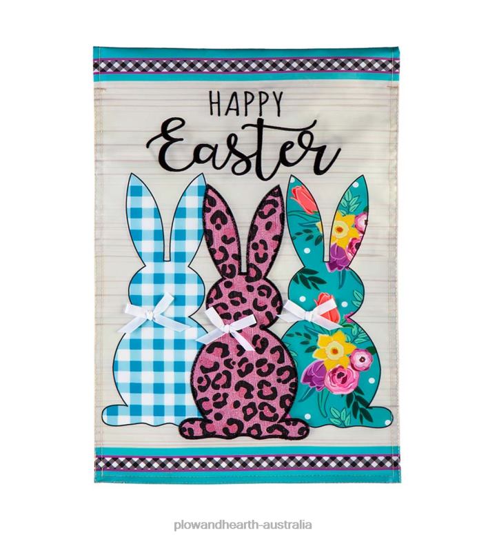 Plow & Hearth Bright Bunnies Applique Garden Flag P22BD606 Yard & Garden