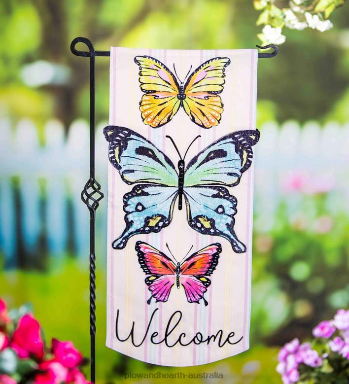 Plow & Hearth Butterfly Fields Pennant Flag P22BD614 Yard & Garden