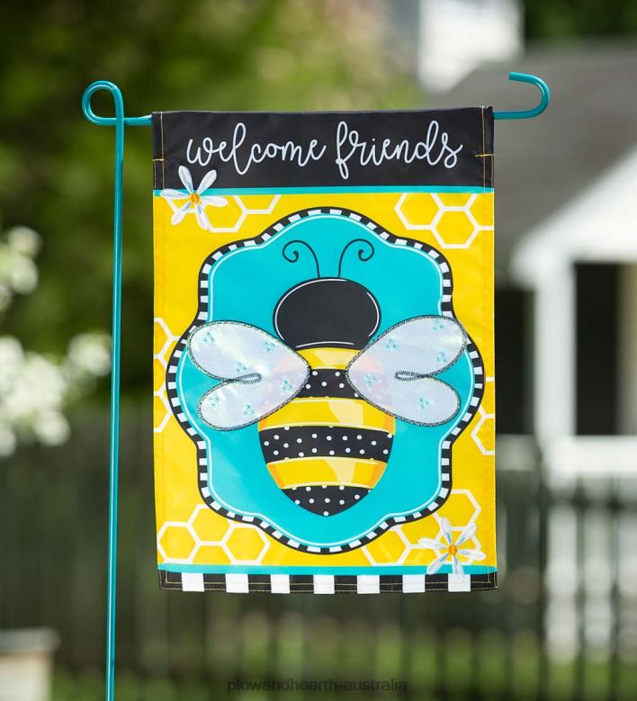 Plow & Hearth Buzzing Bee Applique Garden Flag P22BD598 Yard & Garden