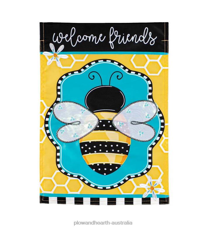 Plow & Hearth Buzzing Bee Applique Garden Flag P22BD598 Yard & Garden