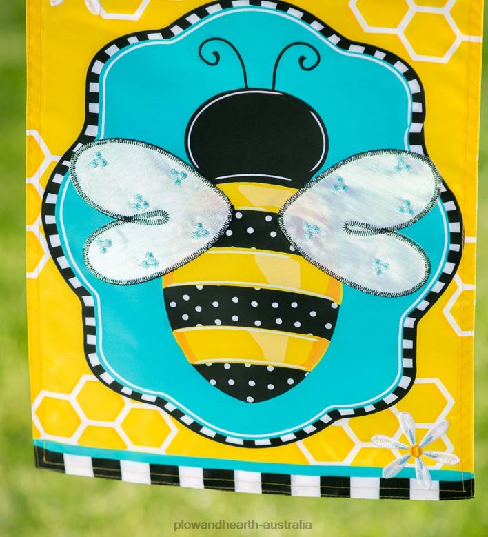 Plow & Hearth Buzzing Bee Applique Garden Flag P22BD598 Yard & Garden
