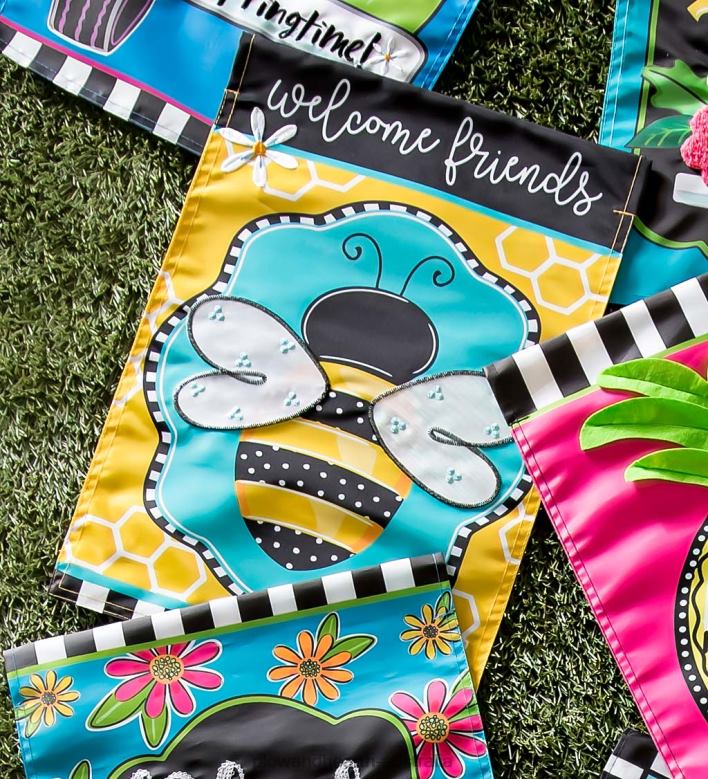 Plow & Hearth Buzzing Bee Applique Garden Flag P22BD598 Yard & Garden