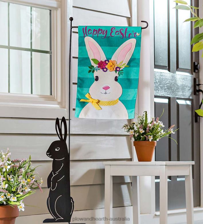 Plow & Hearth Easter Bunny Burlap Garden Flag P22BD574 Yard & Garden