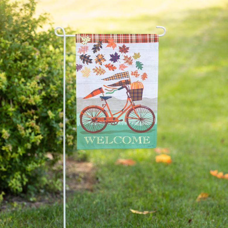Plow & Hearth Fall Bicycle Suede Garden Flag P22BD583 Yard & Garden