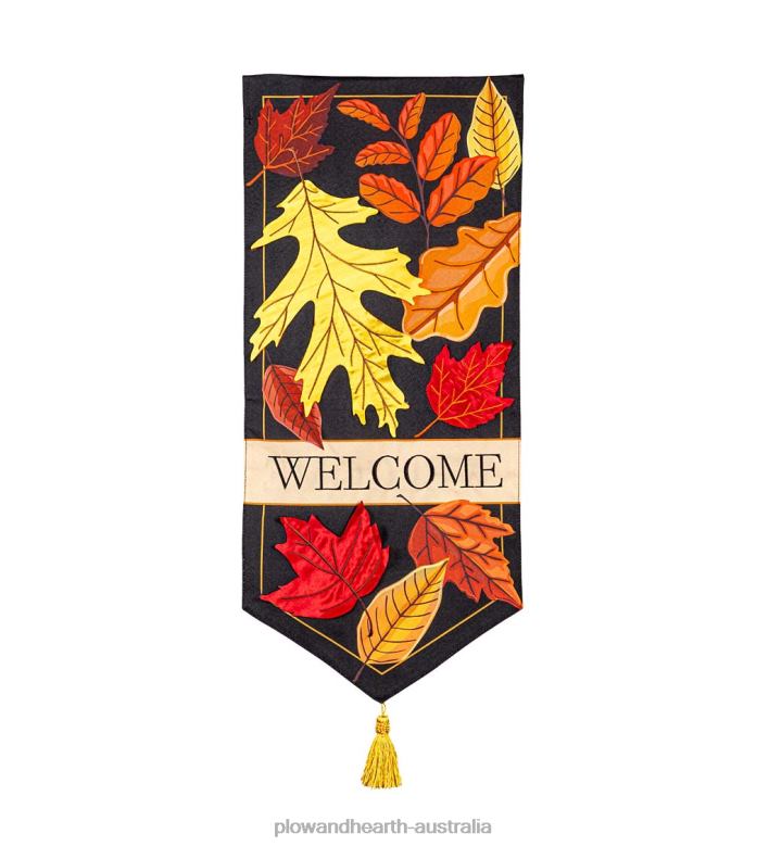 Plow & Hearth Fall Leaves Welcome Pennant Flag P22BD375 Yard & Garden