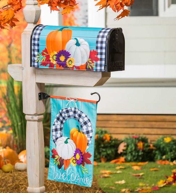 Plow & Hearth Fall Wreath and Buffalo Check Linen Garden Flag P22BD568 Yard & Garden