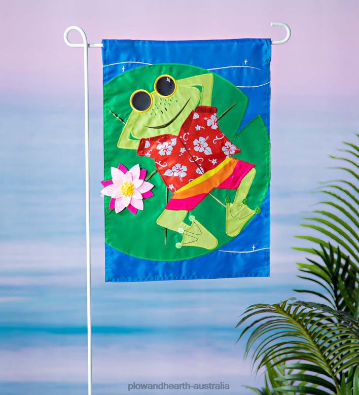 Plow & Hearth Frog's Summer Vacation Garden Applique Flag P22BD301 Yard & Garden