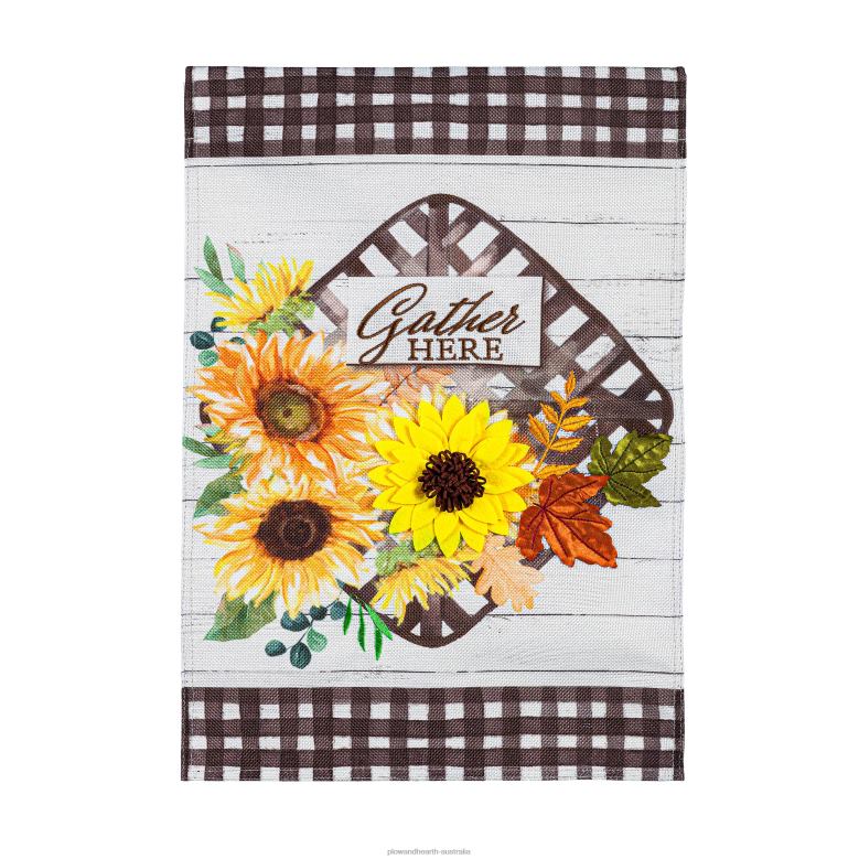 Plow & Hearth Gather Here Burlap Garden Flag P22BD587 Yard & Garden