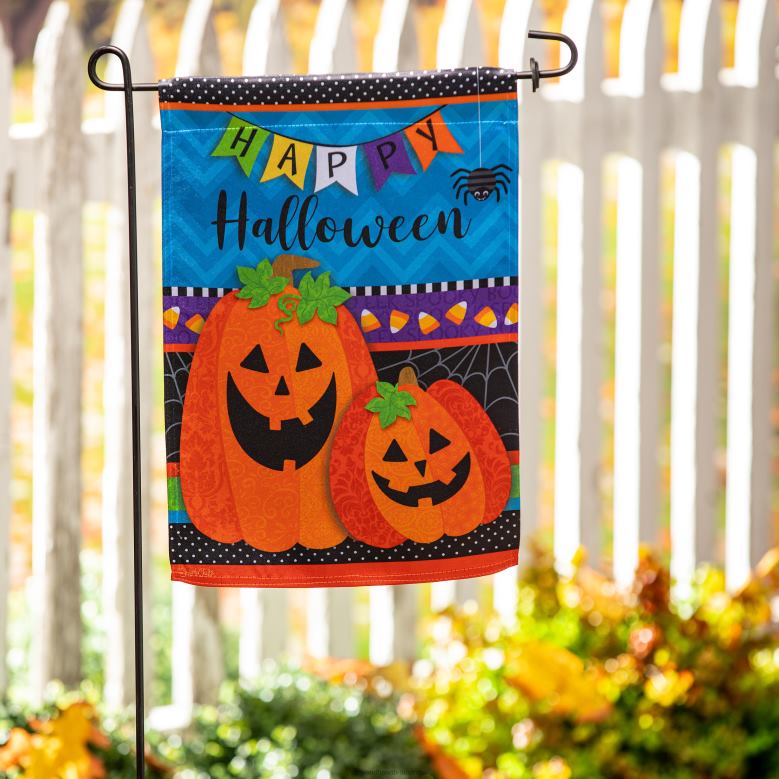 Plow & Hearth Halloween Greetings Lustre Garden Flag P22BD596 Yard & Garden