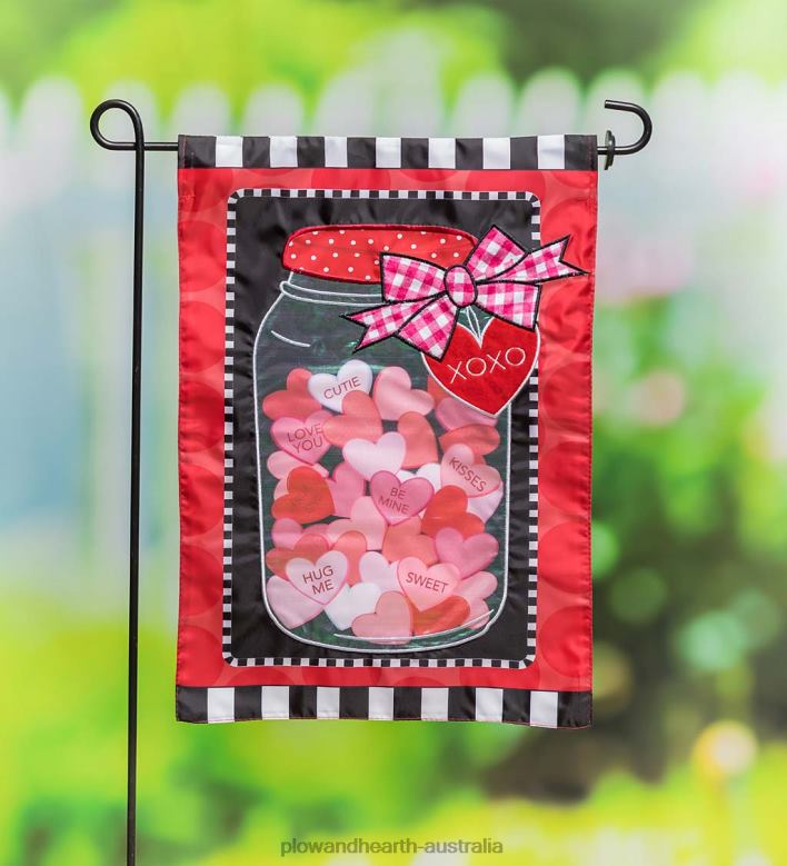 Plow & Hearth Hearts in a Jar Applique Garden Flag P22BD601 Yard & Garden