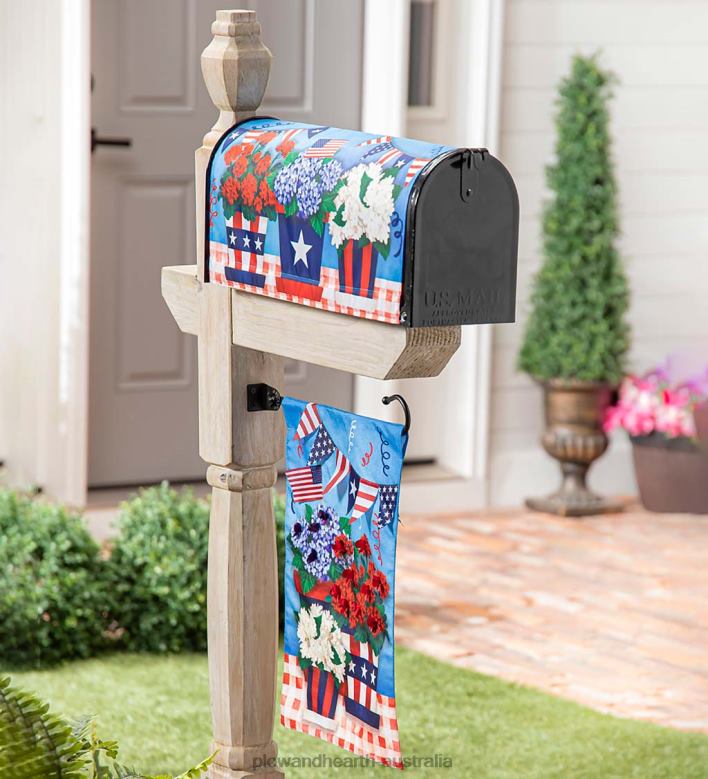 Plow & Hearth Patriotic Flower Pot Garden Linen Flag P22BD244 Yard & Garden