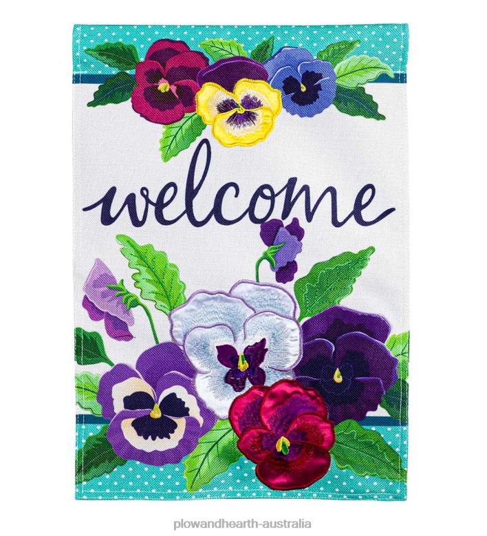 Plow & Hearth Pretty Pansies Burlap Garden Flag P22BD565 Yard & Garden