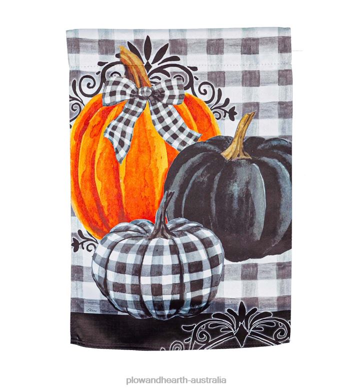Plow & Hearth Pumpkin Check Suede Garden Flag P22BD558 Yard & Garden