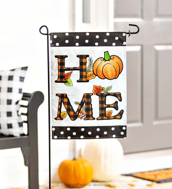 Plow & Hearth Pumpkin Home Applique Garden Flag P22BD594 Yard & Garden
