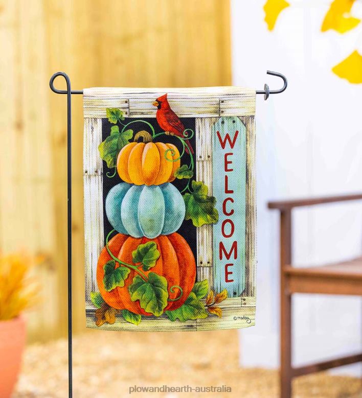 Plow & Hearth Pumpkin Stack Suede Garden Flag P22BD552 Yard & Garden