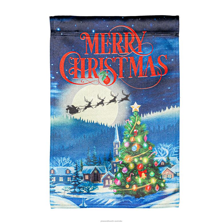 Plow & Hearth Santa's Sleigh on Christmas Lustre Garden Flag P22BD114 Yard & Garden