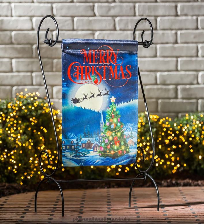 Plow & Hearth Santa's Sleigh on Christmas Lustre Garden Flag P22BD114 Yard & Garden