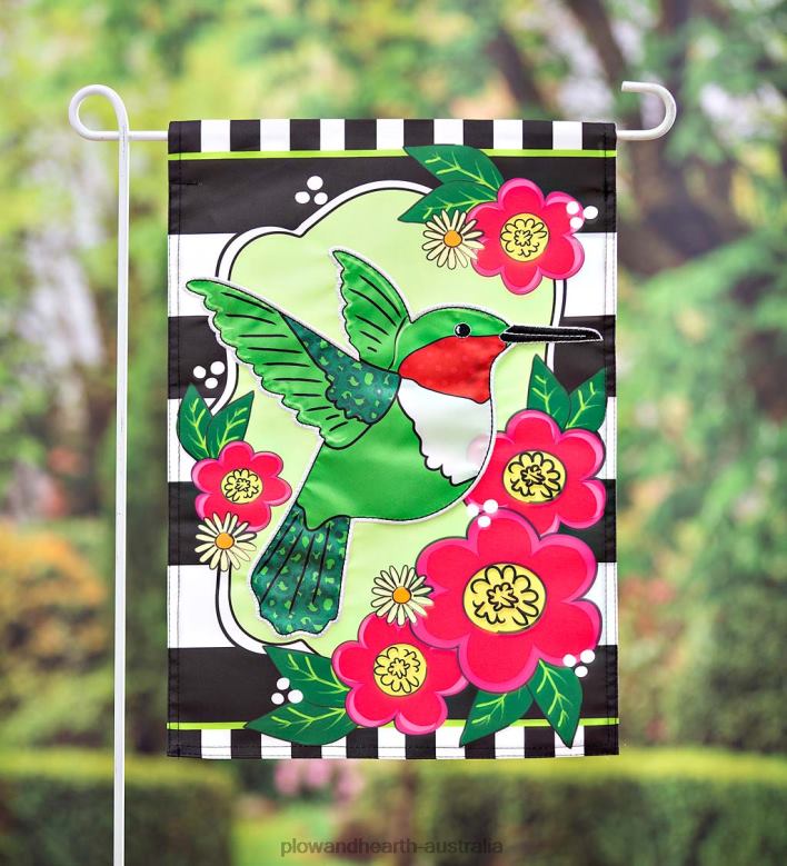 Plow & Hearth Spring Hummingbird Applique Garden Flag P22BD599 Yard & Garden