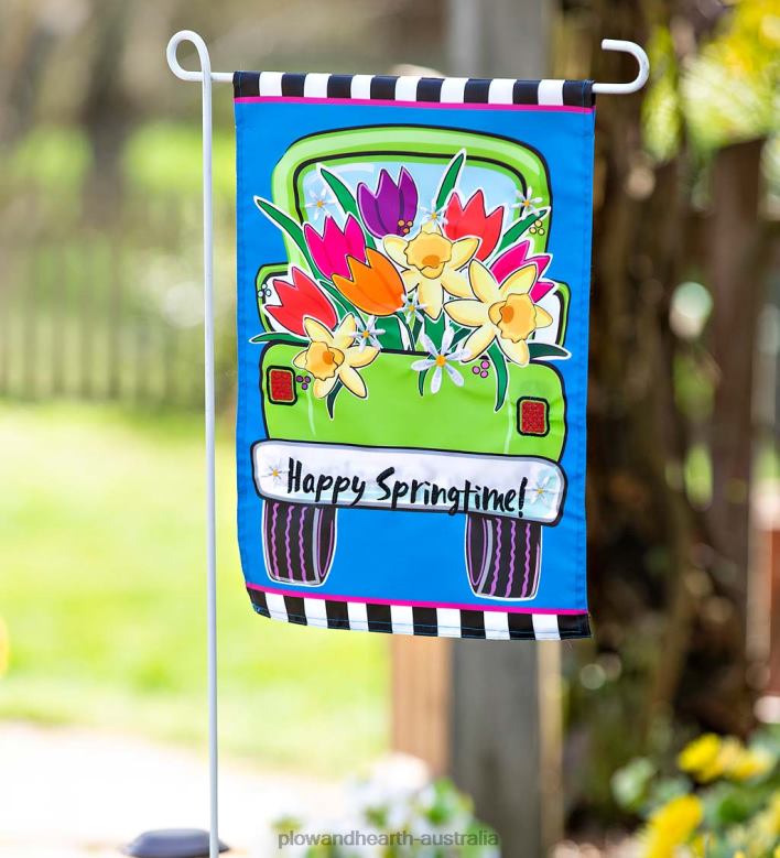 Plow & Hearth Springtime Truck Applique Garden Flag P22BD592 Yard & Garden