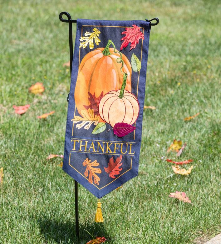 Plow & Hearth Thankful Pumpkins Pennant Flag P22BD377 Yard & Garden