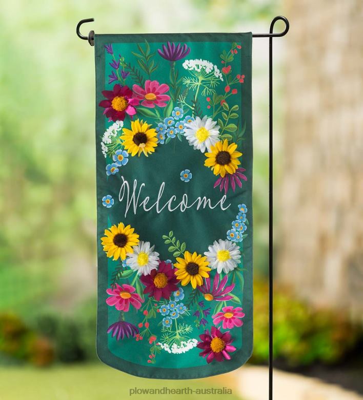 Plow & Hearth Wildflowers Welcome Pennant Flag P22BD3011 Yard & Garden