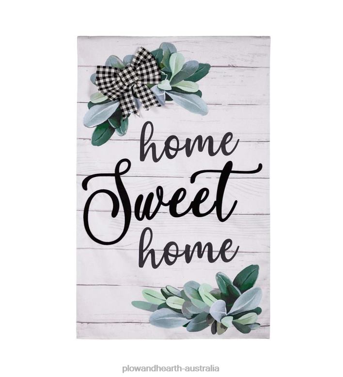 Plow & HearthHome Sweet HomeEucalyptus Burlap House Flag P22BD632 Yard & Garden