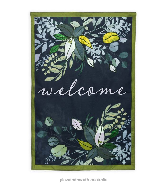 Plow & Hearth Botanical Welcome Estate Flag P22BD620 Yard & Garden