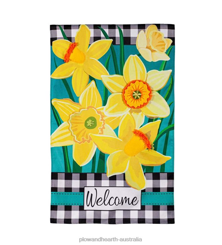 Plow & Hearth Daffodil Garden Burlap House Flag P22BD637 Yard & Garden