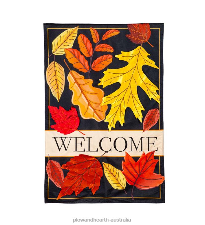 Plow & Hearth Fall Leaves Welcome Estate Flag P22BD618 Yard & Garden
