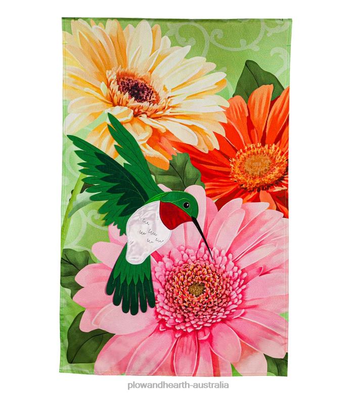 Plow & Hearth Hummingbird and Daisy Trio Linen House Flag P22BD629 Yard & Garden