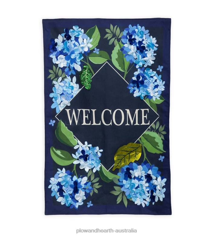 Plow & Hearth Hydrangea Welcome Estate Flag P22BD624 Yard & Garden