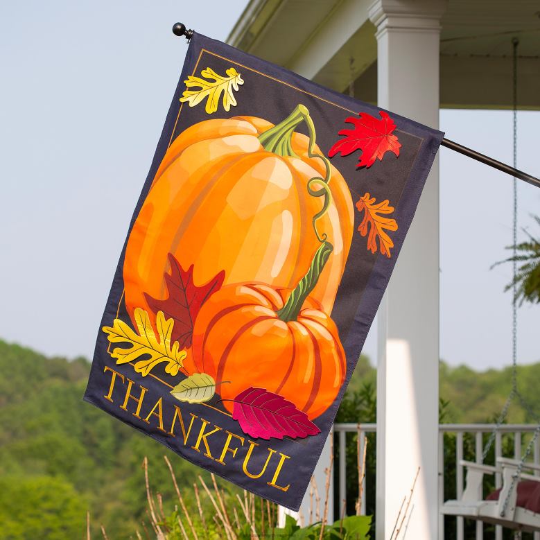 Plow & Hearth Thankful Pumpkins Estate Flag P22BD619 Yard & Garden