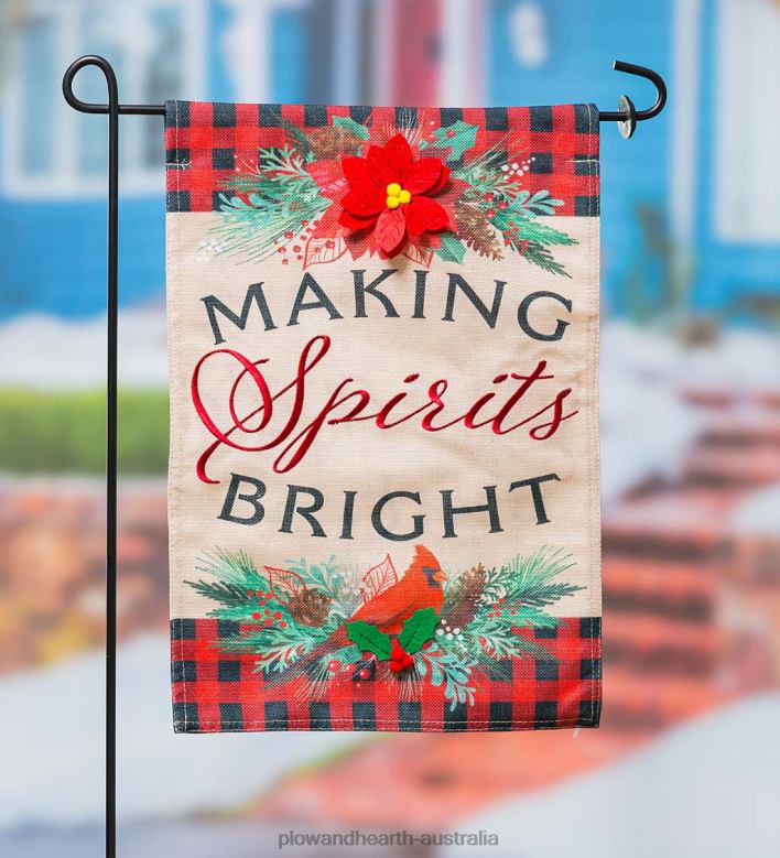 Plow & Hearth Christmas Joy Burlap Garden Flag P22BD53 Yard & Garden