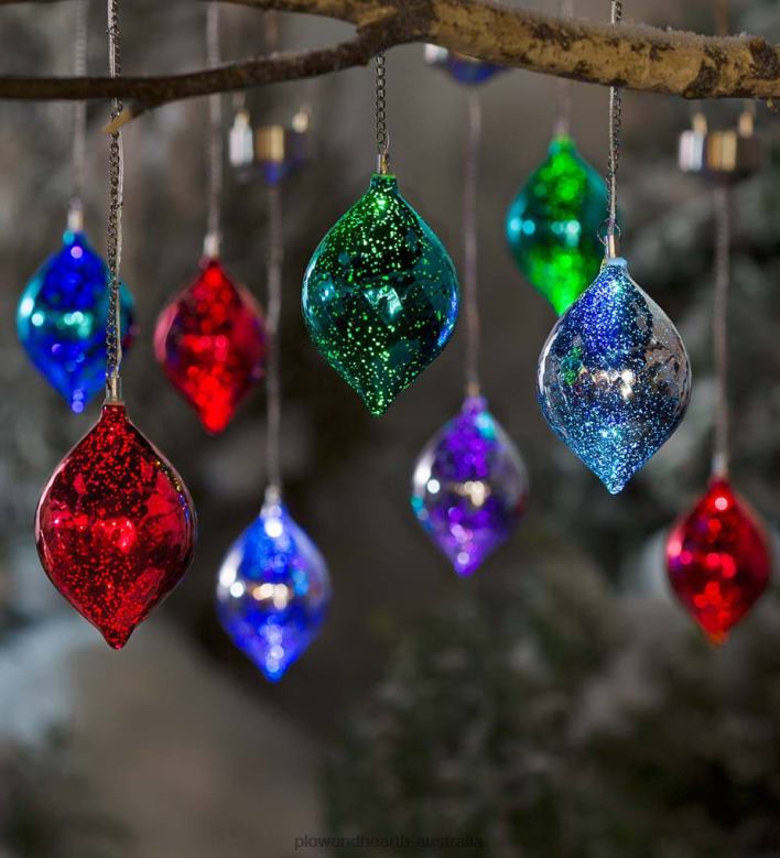 Plow & Hearth Color Changing Mercury Glass Solar Ornaments, Set of 3 P22BD1 Yard & Garden