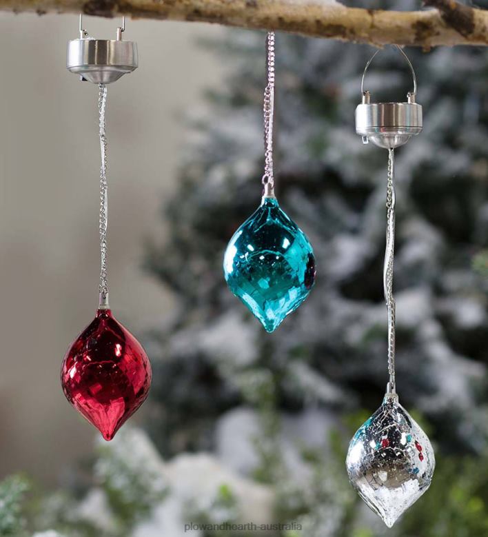 Plow & Hearth Color Changing Mercury Glass Solar Ornaments, Set of 3 P22BD1 Yard & Garden