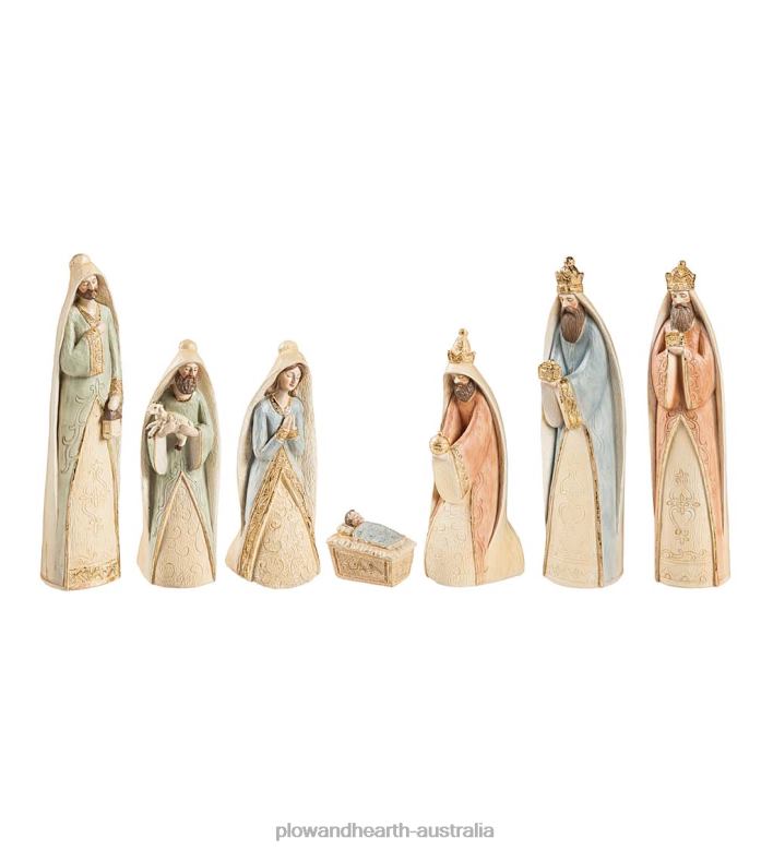 Plow & Hearth Gilded Nativity Scene, Set of 7 P22BD25 Yard & Garden