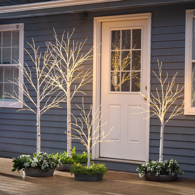 Plow & Hearth Indoor/Outdoor Birch Tree with Warm White Lights P22BD23 Yard & Garden