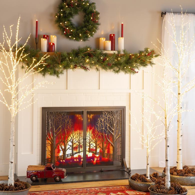 Plow & Hearth Indoor/Outdoor Birch Tree with Warm White Lights P22BD23 Yard & Garden