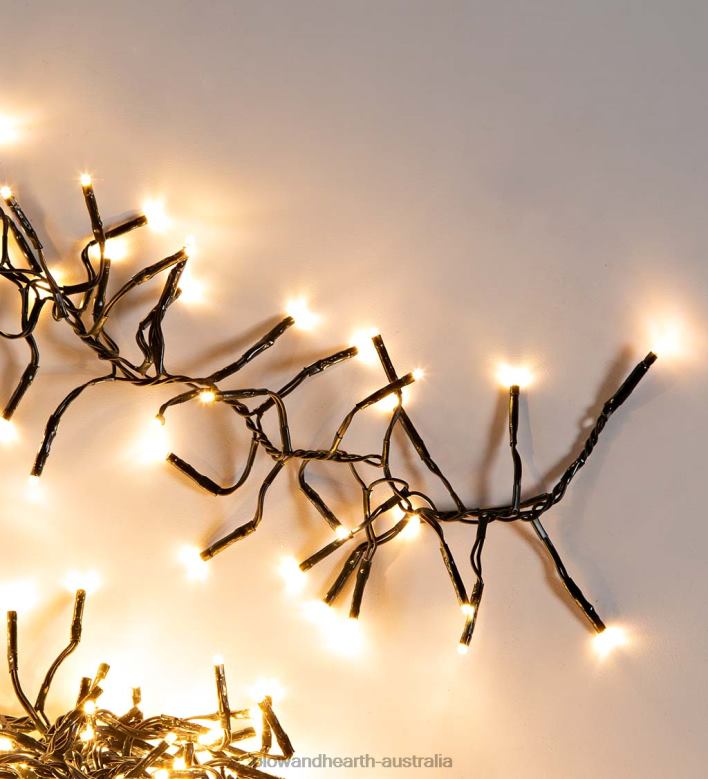 Plow & Hearth Indoor/Outdoor Electric Cluster Lights with 768 Warm White LEDs; 19'L P22BD34 Yard & Garden