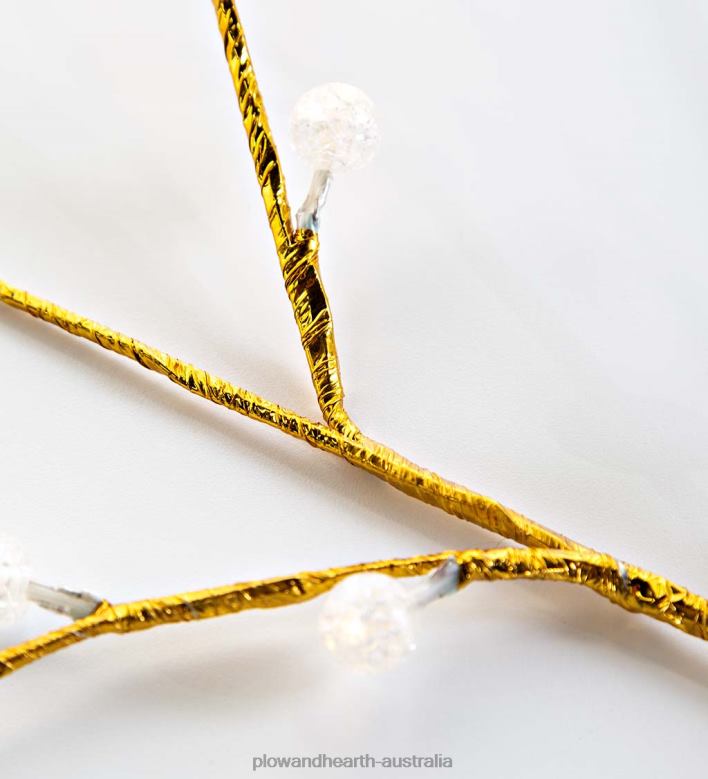 Plow & Hearth Indoor/Outdoor Gold Metallic Branches with Warm White Lights, Set of 2 P22BD27 Yard & Garden