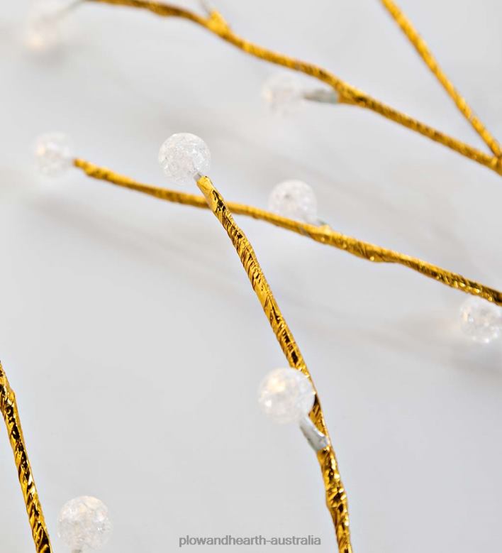 Plow & Hearth Indoor/Outdoor Gold Metallic Branches with Warm White Lights, Set of 2 P22BD27 Yard & Garden