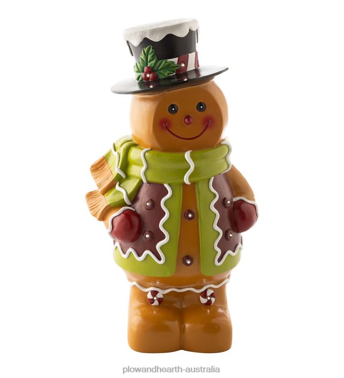 Plow & Hearth Indoor/Outdoor Lighted Gingerbread Boy Shorty Statue P22BD5 Yard & Garden