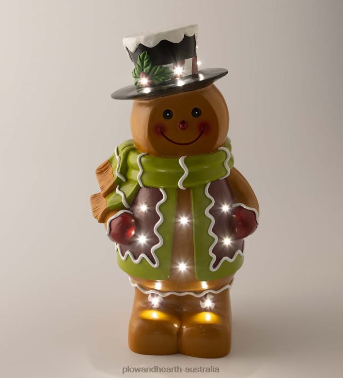 Plow & Hearth Indoor/Outdoor Lighted Gingerbread Boy Shorty Statue P22BD5 Yard & Garden