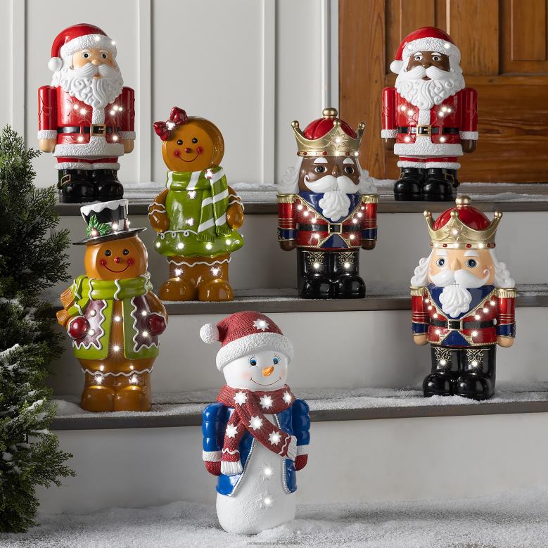 Plow & Hearth Indoor/Outdoor Lighted Gingerbread Boy Shorty Statue P22BD5 Yard & Garden