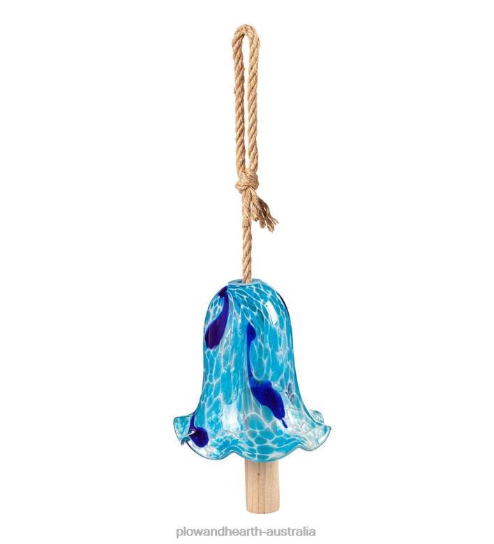Plow & Hearth Art Glass Speckle Floral-Shaped Bell Chime - Blue P22BD402 Yard & Garden