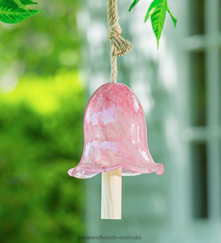 Plow & Hearth Art Glass Speckle Floral-Shaped Bell Chime - Blue P22BD402 Yard & Garden