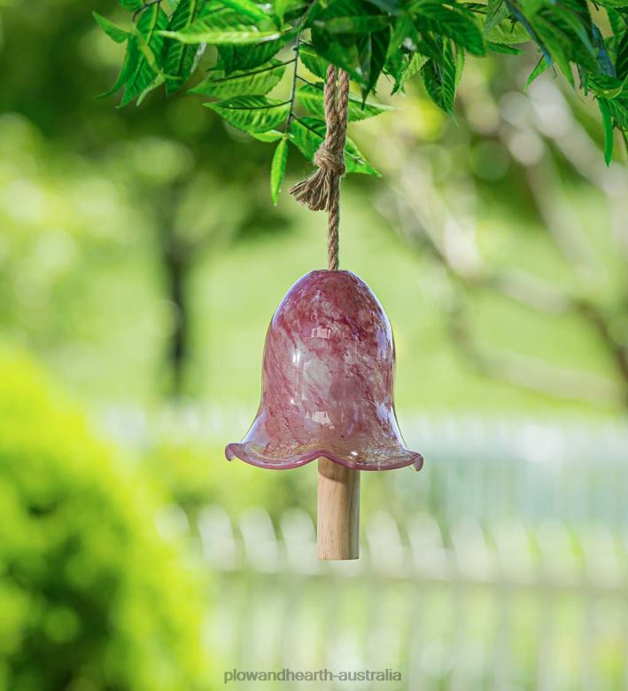 Plow & Hearth Art Glass Speckle Floral-Shaped Bell Chime - Blue P22BD402 Yard & Garden