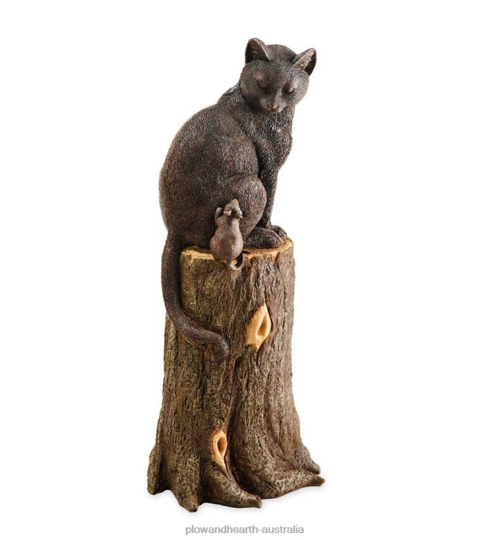 Plow & Hearth Cat and Mouse on Stump Lawn Ornament P22BD70 Yard & Garden